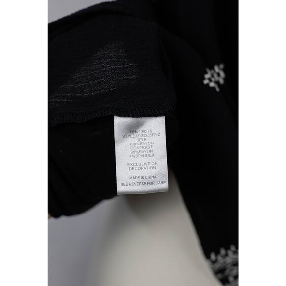 Daniel Rainn Size XL Blouse Sleeveless Tunic Embroidered Black White - Picture 6 of 7